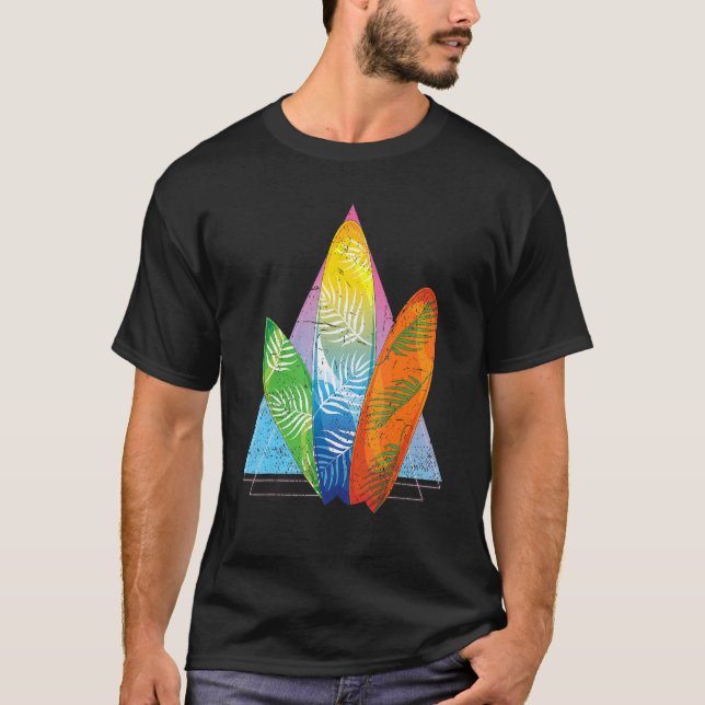 Camiseta Surfista Tropical Surfboard Watersport Synthwave S (Anverso)