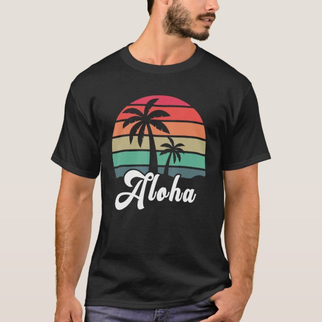 Camiseta Surfistas de Hibiscus Flower Aloha Hawaii (Anverso)