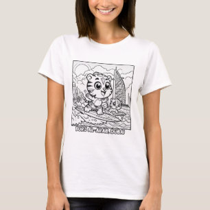 Camiseta Surfistas de tigres de Kawaii en el Personalizado 