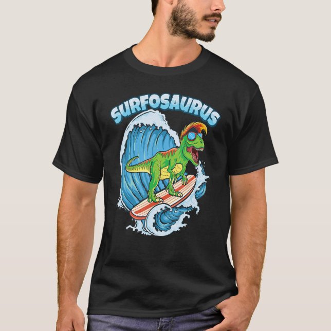 Camiseta Surfosaurus Surfboard Surfboarders trex Dinosaur S (Anverso)