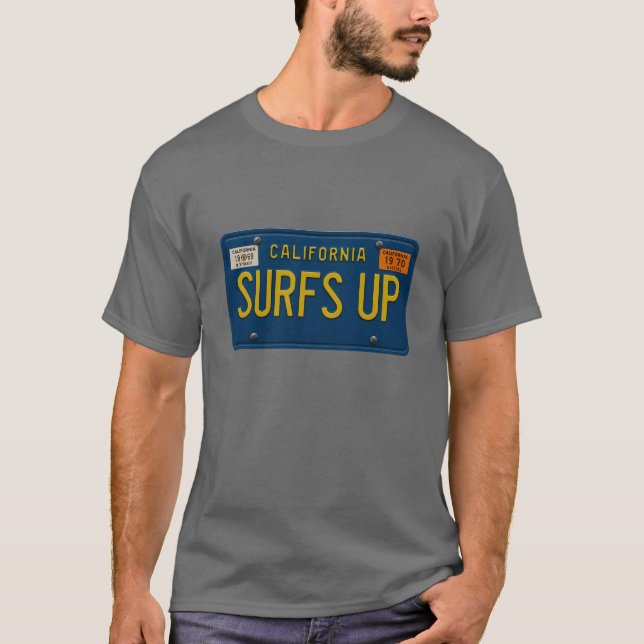 Camiseta Surfs Up Retro 1969 California License Plate Surf (Anverso)