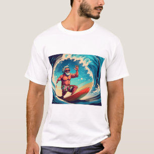 Camiseta Surf's Up, Santa: Vibes de olas tropicales"