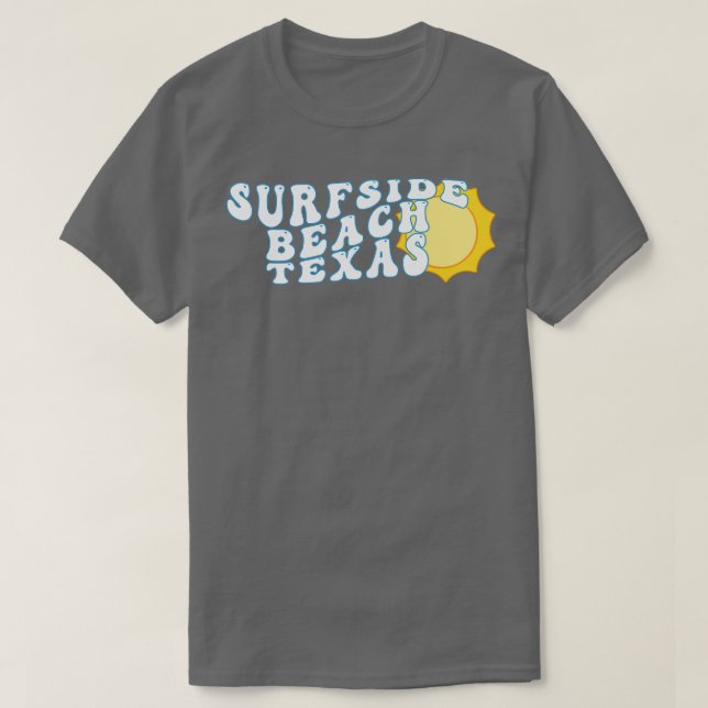 Camiseta Surfside Beach Texas Retro Wavy Tex Sunshine de lo (Diseño del anverso)