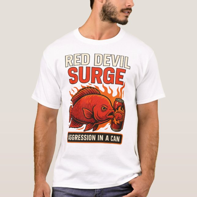 Camiseta Surge del Diablo Rojo - Funny Cichlid Fish Energy  (Anverso)