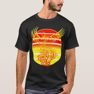 Camiseta Surgiendo nuevo arte vector Phoenix y Retro Sunris