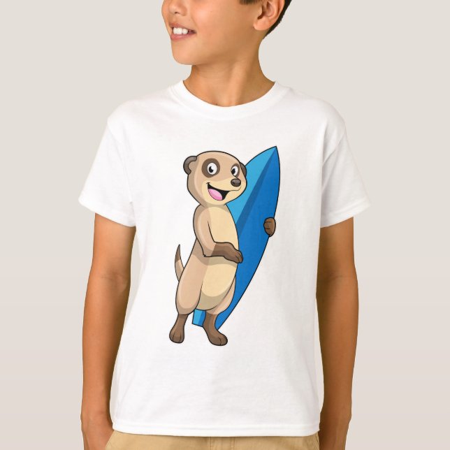 Camiseta Suricata surfista con tabla de surf (Anverso)