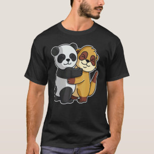Camiseta Suricata y Panda Animales Lindos Para Mujeres Amor