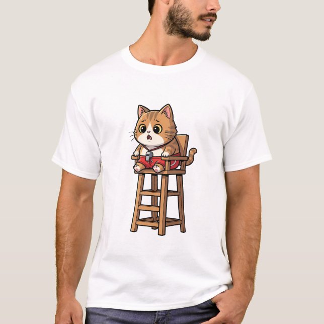 Camiseta Surprised Lifeguard Cat (Anverso)