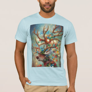 Camiseta Surreal Christmas Reindeer With Ornaments & Lights