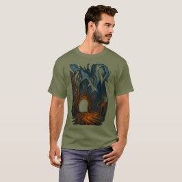Camiseta Surreal Dark Cityscape Art Ghostly Figure Painting