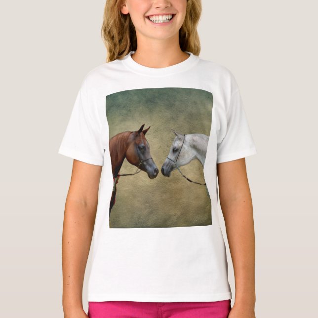 Camiseta Surreal dos caballos pintando. (Anverso)
