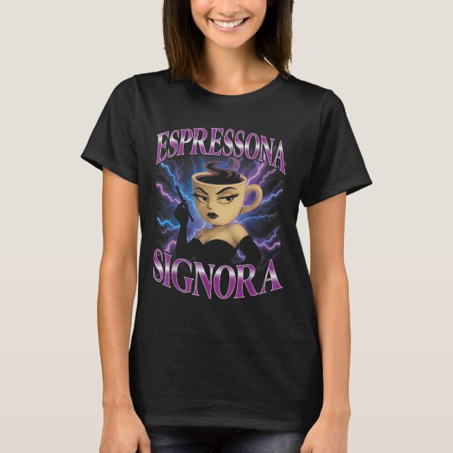 Camiseta Surreal italiano Brainrot Meme Espressona Signora  (Anverso)