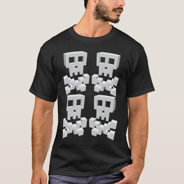 Camiseta Surreal Pixel Skulls Large minimalist retro style (Anverso)