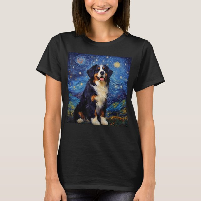 Camiseta Surreal Starry Night Bernese Mountain Dog (Anverso)