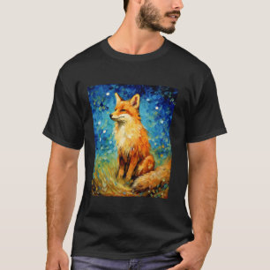 Camiseta Surreal Starry Night Estthetic Fox Long Sleeve T S