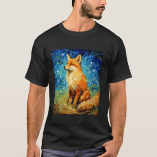 Camiseta Surreal Starry Night Estthetic Fox T Shirt