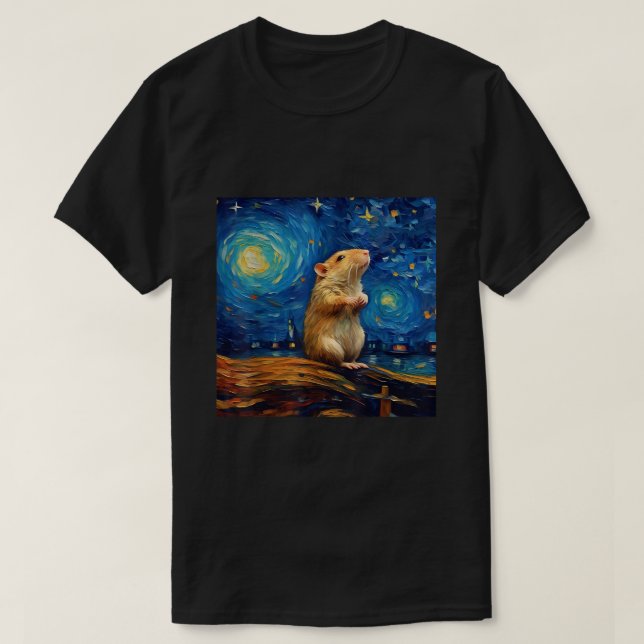 Camiseta Surreal Starry Night Gerbil (Diseño del anverso)