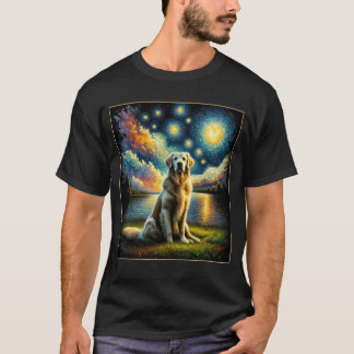 Camiseta Surreal Starry Night Golden Retriever Dog Lover
