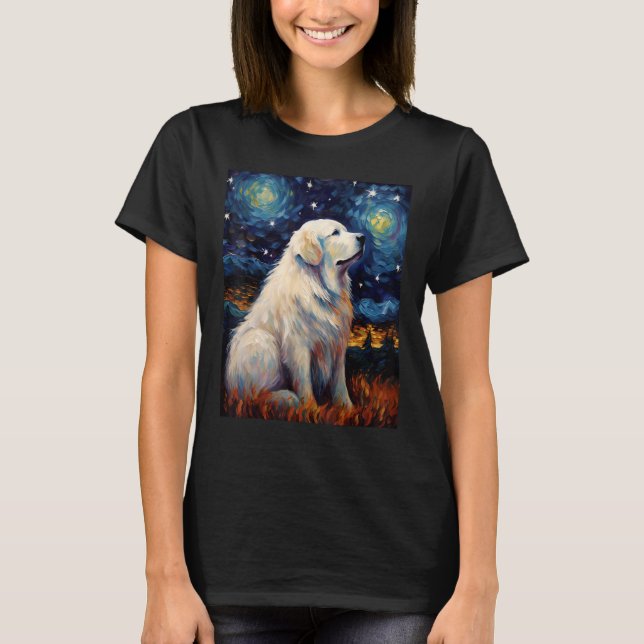 Camiseta Surreal Starry Night Great Pyrenees Dog (Anverso)