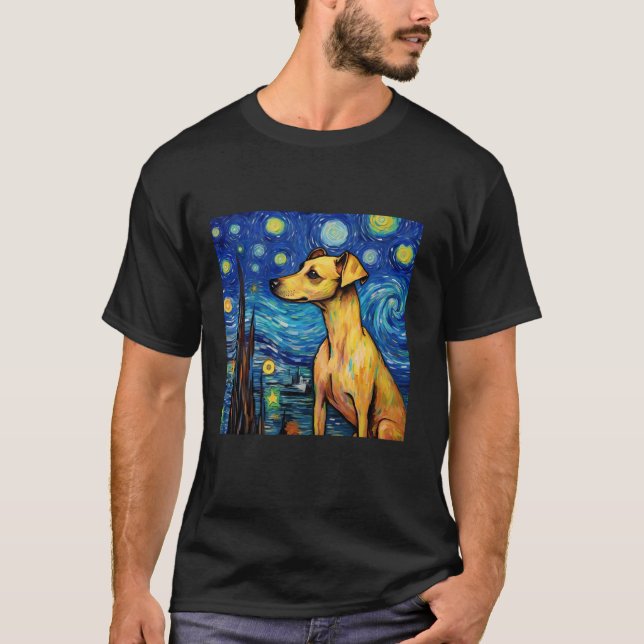 Camiseta Surreal Starry Night Italiano Greyhound Dog Long S (Anverso)