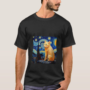 Camiseta Surreal Starry Night Manx Cat V Cuello