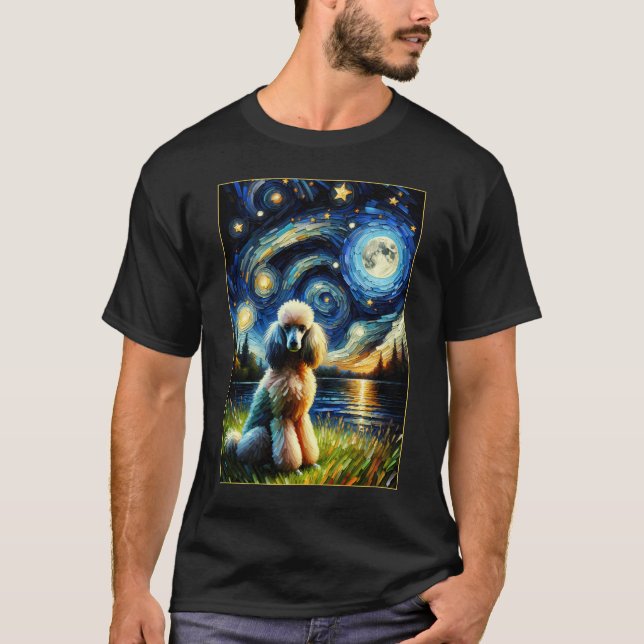 Camiseta Surreal Starry Night Poodle Dog Lover (Anverso)