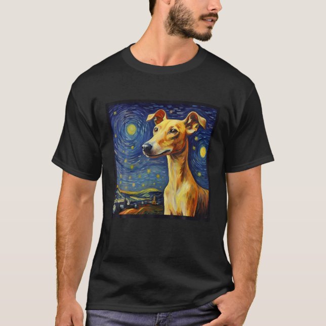 Camiseta Surreal Starry Night Whippet Dog T Shirt (Anverso)