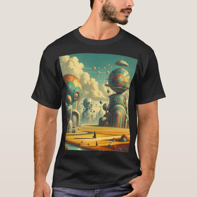 Camiseta Surreal Vibrante Retrofuturista Maravilla (Anverso)