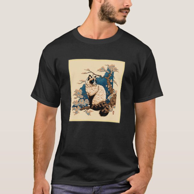 Camiseta Surrealism Japanese Painting Ragdoll cat (Anverso)