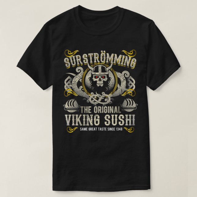 Camiseta Surstrot Viking Sushi Guay Original Surstrommi (Diseño del anverso)