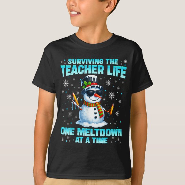 Camiseta Surviving The Teacher Life Pjs Pajamas Christmas X (Anverso)