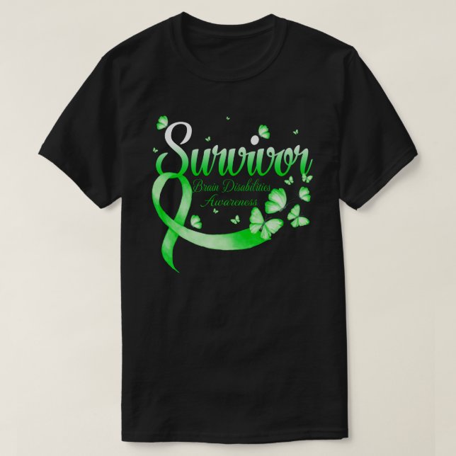 Camiseta Survivor Brain Disabilities Awareness Butterfly (Diseño del anverso)