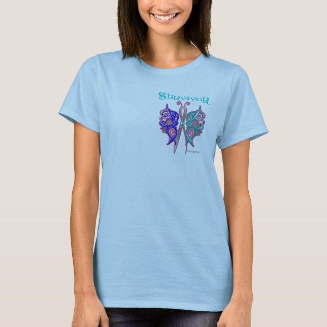 Camiseta Survivor Celtic Butterfly - Thyroid Cancer (Anverso)