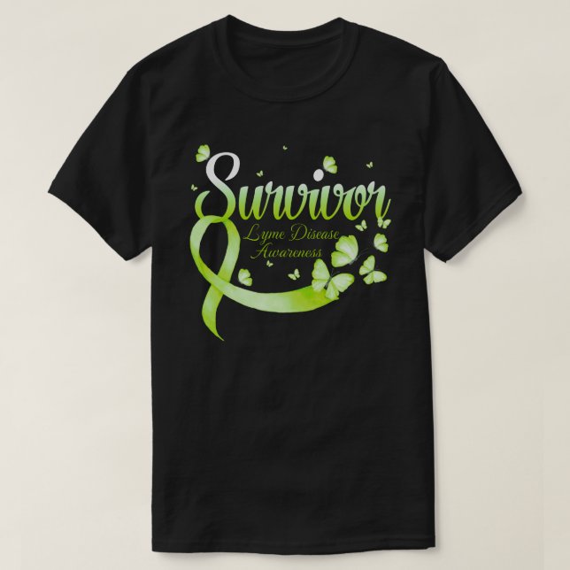 Camiseta Survivor Lyme Disease Awareness Butterfly (Diseño del anverso)