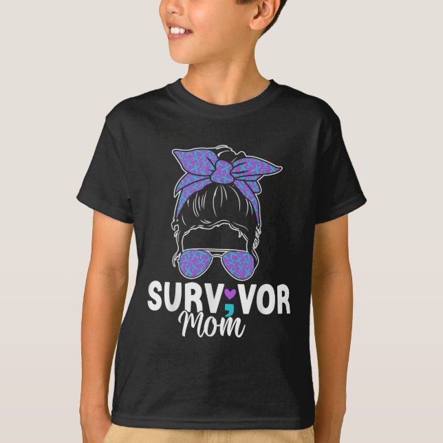 Camiseta Survivor Mom - Semicolon Suicide Prevention Awaren (Anverso)