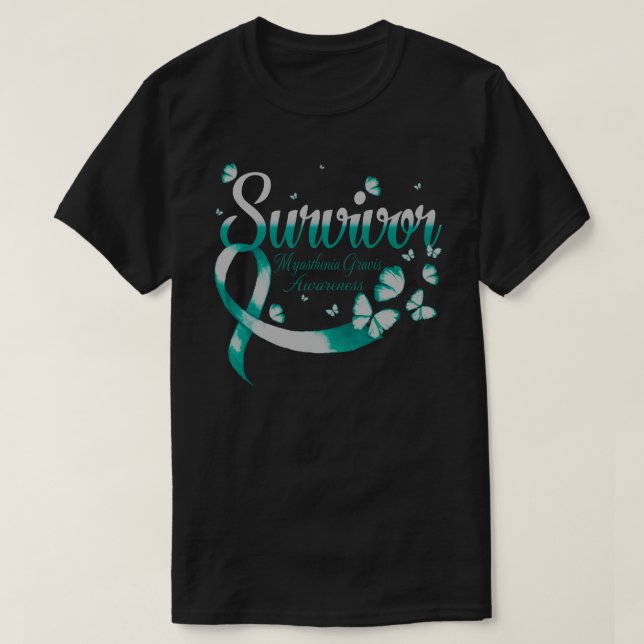 Camiseta Survivor Myasthenia Gravis Awareness Butterfly (Diseño del anverso)