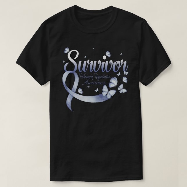 Camiseta Survivor Pulmonary Hypertension Awareness Butterfl (Diseño del anverso)