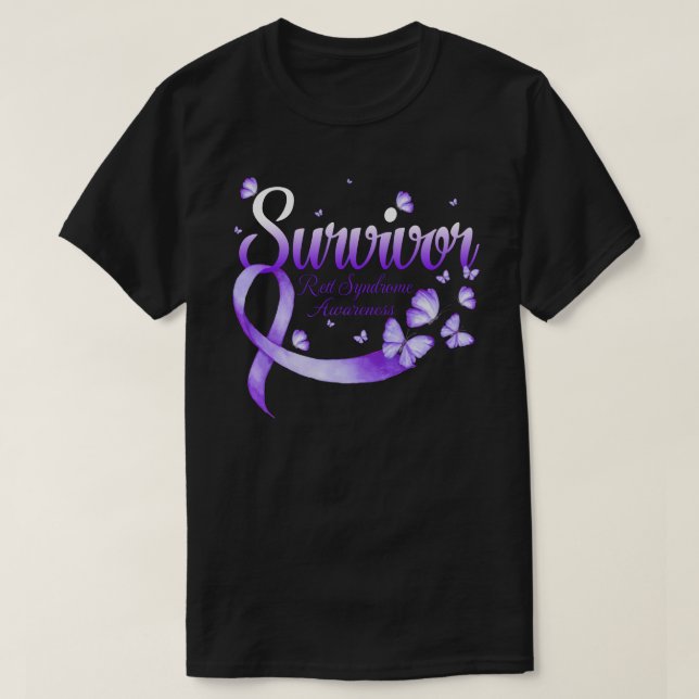 Camiseta Survivor Rett Syndrome Awareness Butterfly (Diseño del anverso)