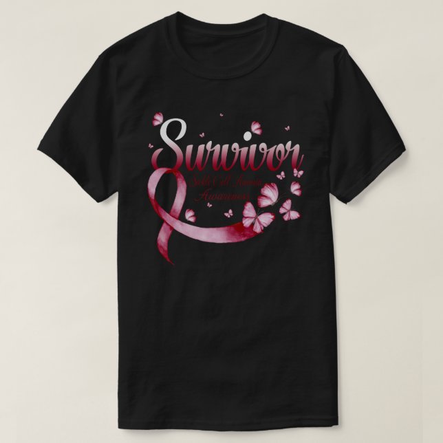 Camiseta Survivor Sickle Cell Anemia  Awareness Butterfly (Diseño del anverso)