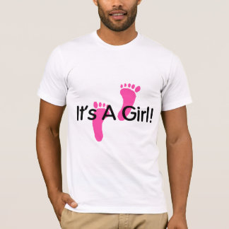 Camiseta Sus huellas de un rosa del chica