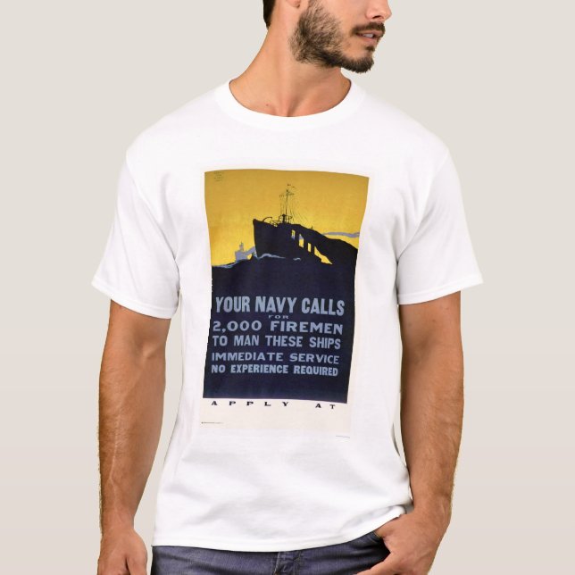 Camiseta Sus llamadas de la marina de guerra - bomberos (Anverso)