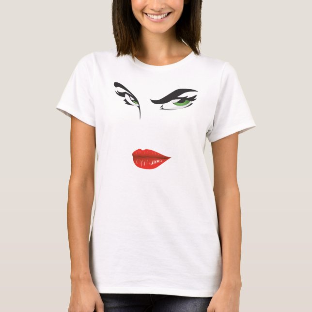 Camiseta Sus ojos verdes y tanque rojo T del tirante de (Anverso)