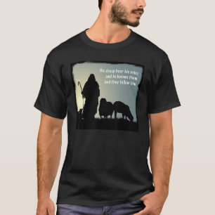 Camiseta Sus ovejas escuchan su voz mensaje cristiano