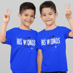Camiseta Sus Palabras Amen - Versículo Bíblico Gospel Azul