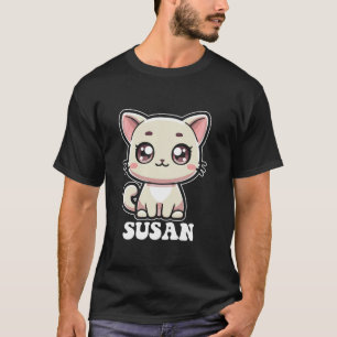 Camiseta Susan Cute Kitty Cat Design para Chicas Nombre Sus
