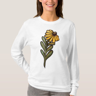 Camiseta Susan Flower Daisy Spring Art Flower Black Oyed