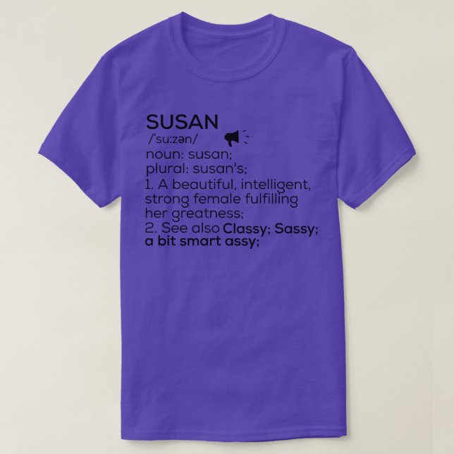 Camiseta Susan Name Definition Susan Female Name (Diseño del anverso)