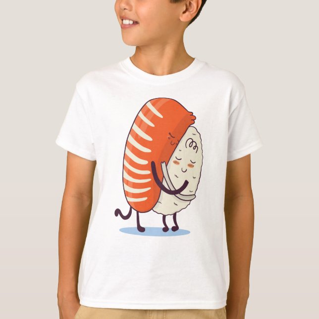 Camiseta Sushi abrazo kawaii japonés (Anverso)