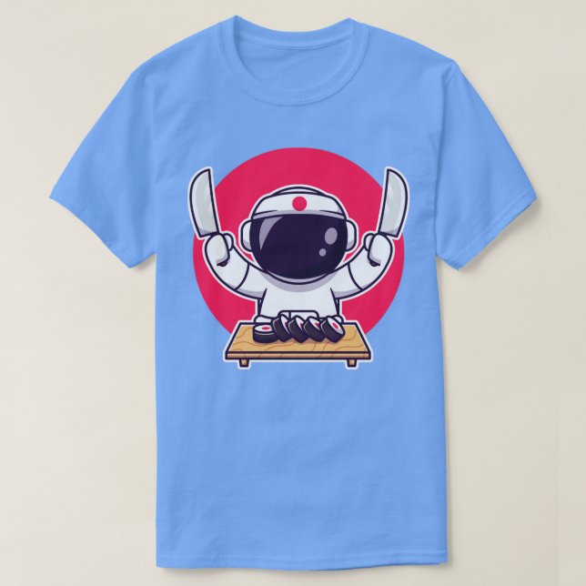 Camiseta Sushi astronauta suave con cuchillo (Diseño del anverso)