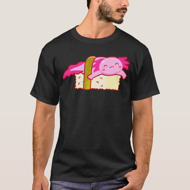 Camiseta Sushi Axolotl Kawaii Anime Cute Rosa Axolotl Japón (Anverso)